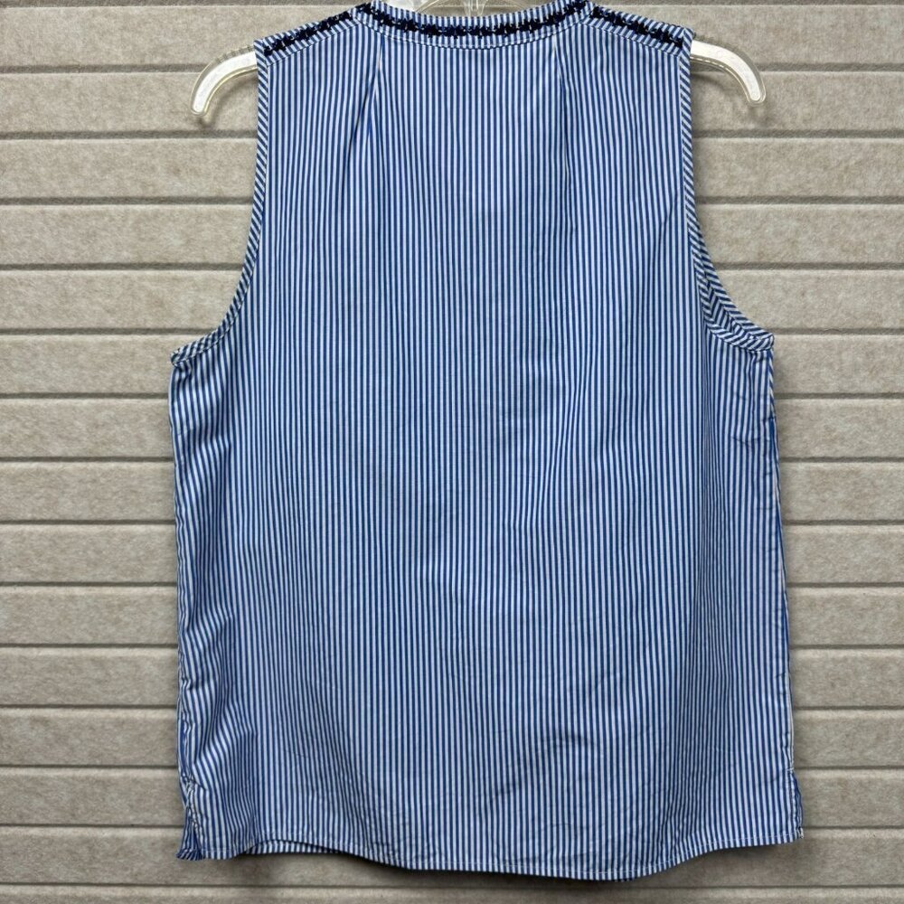 J.Crew Sleeveless Striped Embroidered Tassel Top Women’s Size 8 - Picture 2 of 7